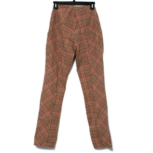 Free People Flyin High Black and Tan Plaid Slit Hem Skinny Pants Women's 4 - Picture 8 of 8